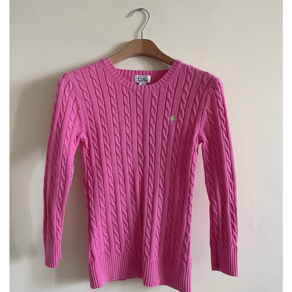 Vintage Lilly Pulitzer Bubblegum Pink Cable Knit Sweater Size XS